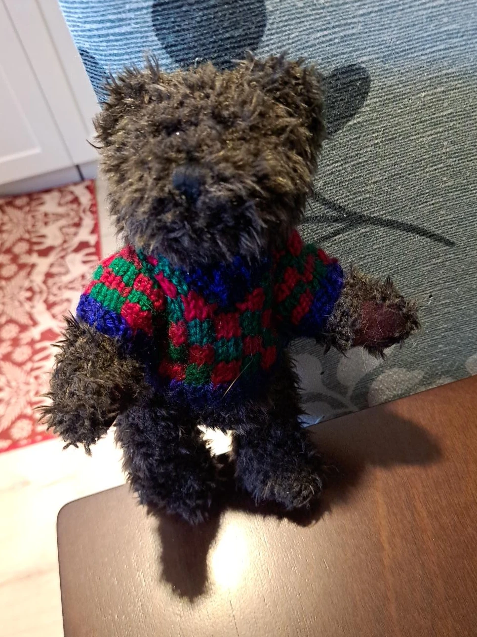 Small Teddy Bear with Plaid Sweater