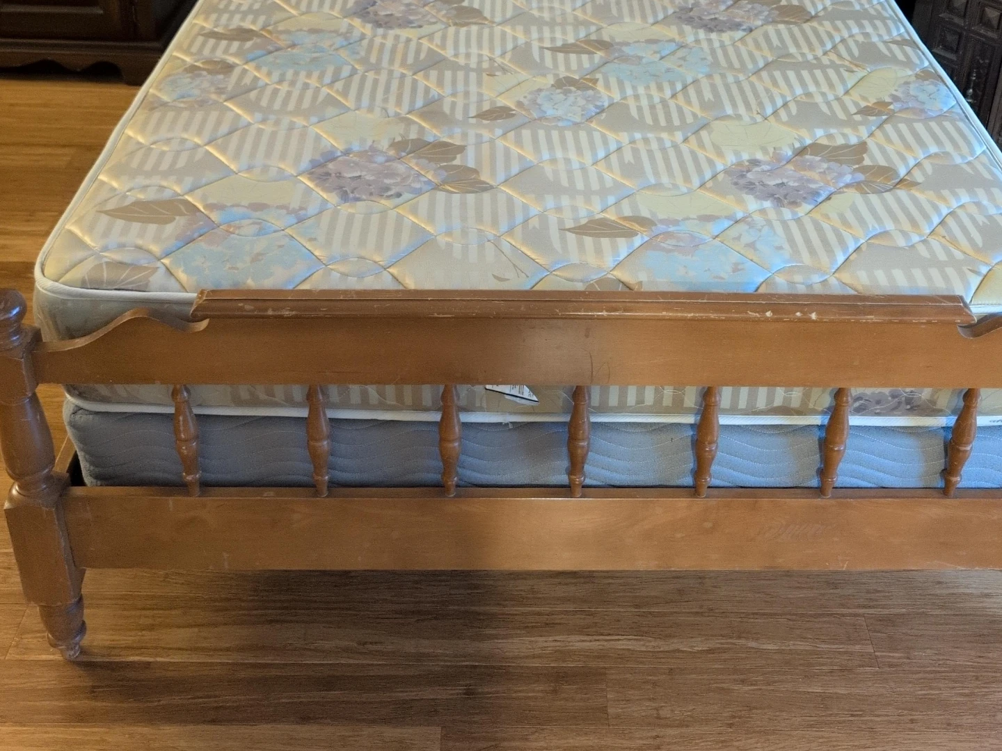 Wooden Bed Frame with Mattress