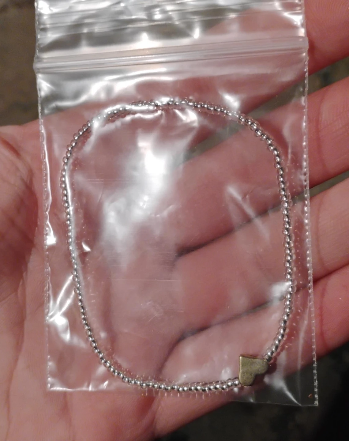Silver Beaded Bracelet with Gold Heart Charm - photo 2