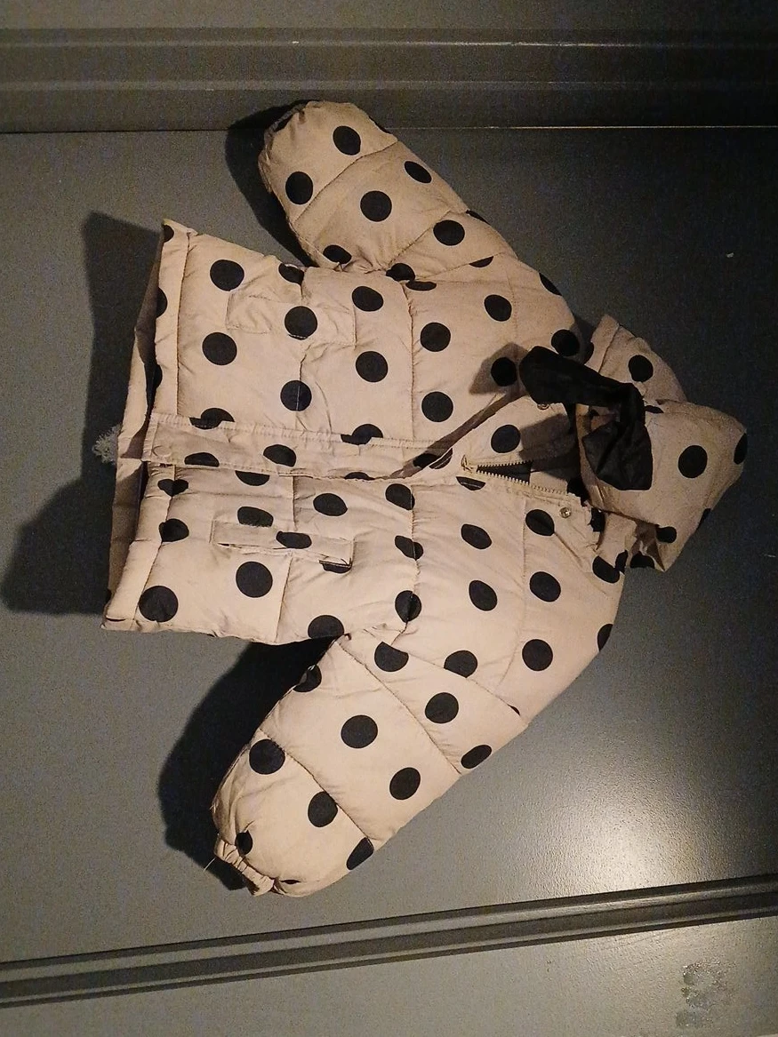 Cream Polka Dot Puffer Jacket