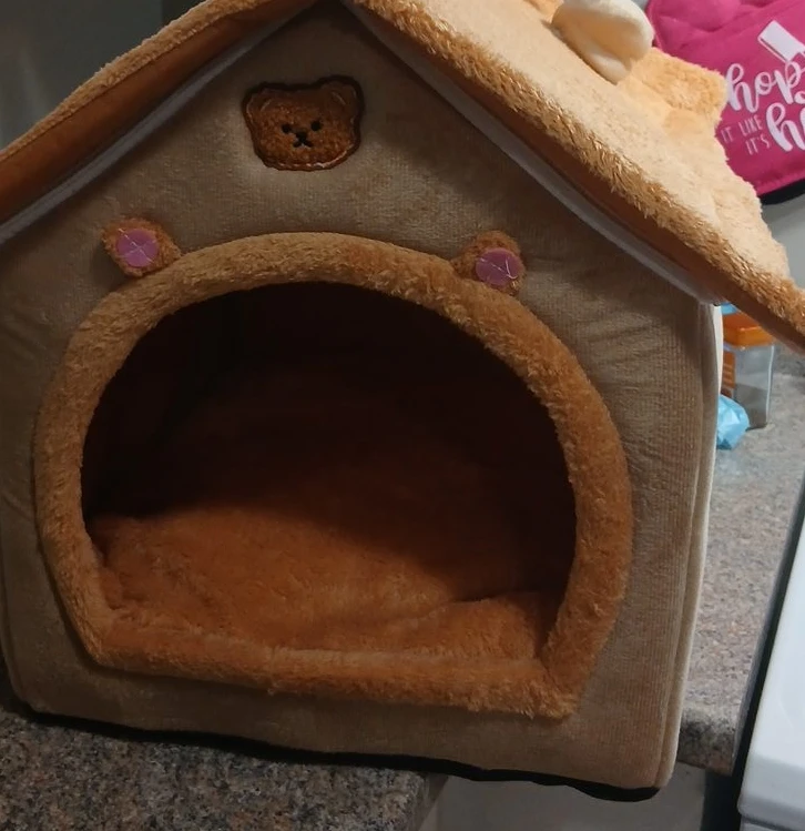 Plush Pet House with Teddy Bear Detail
