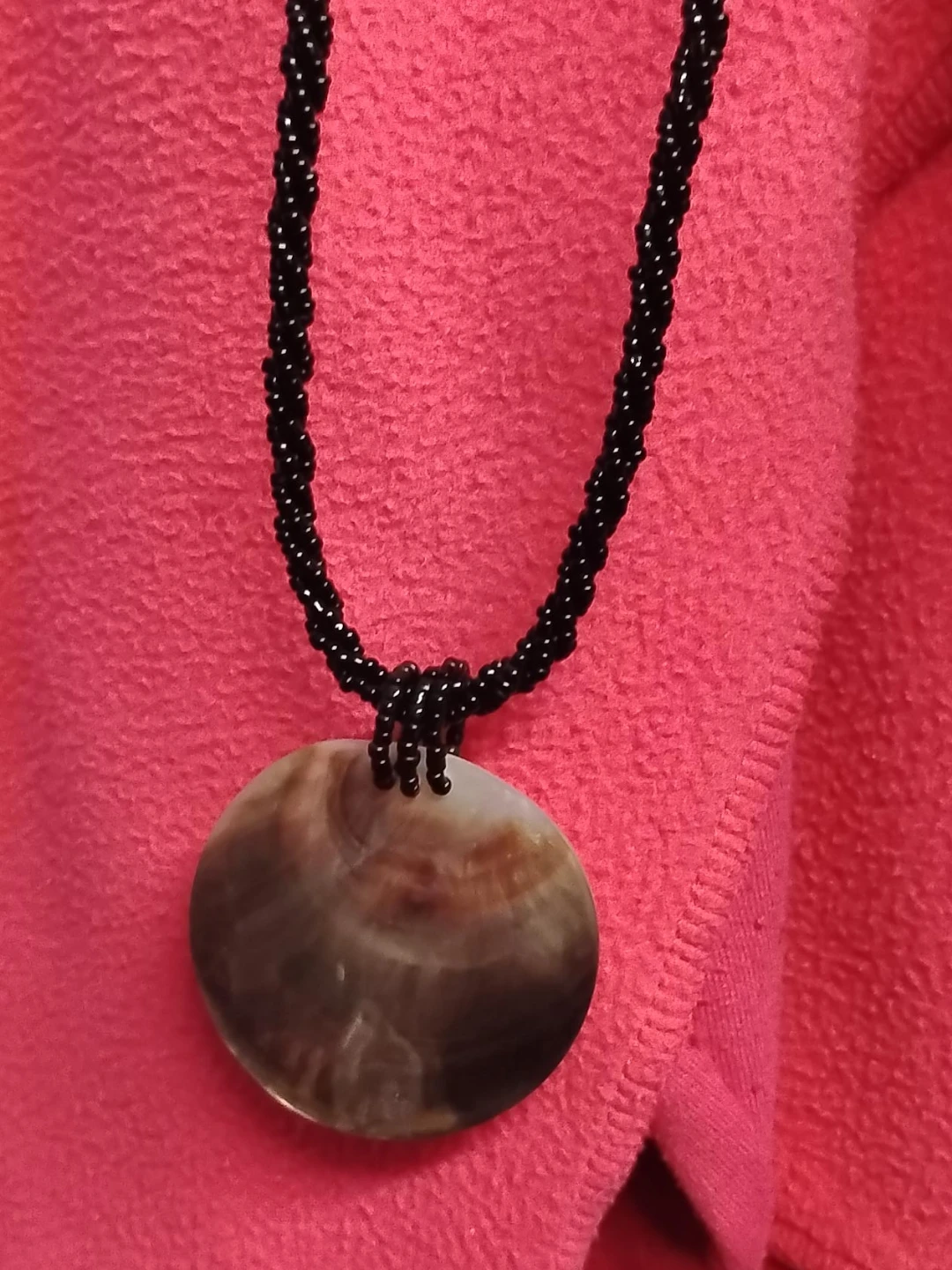 Beaded Necklace with Shell Pendant