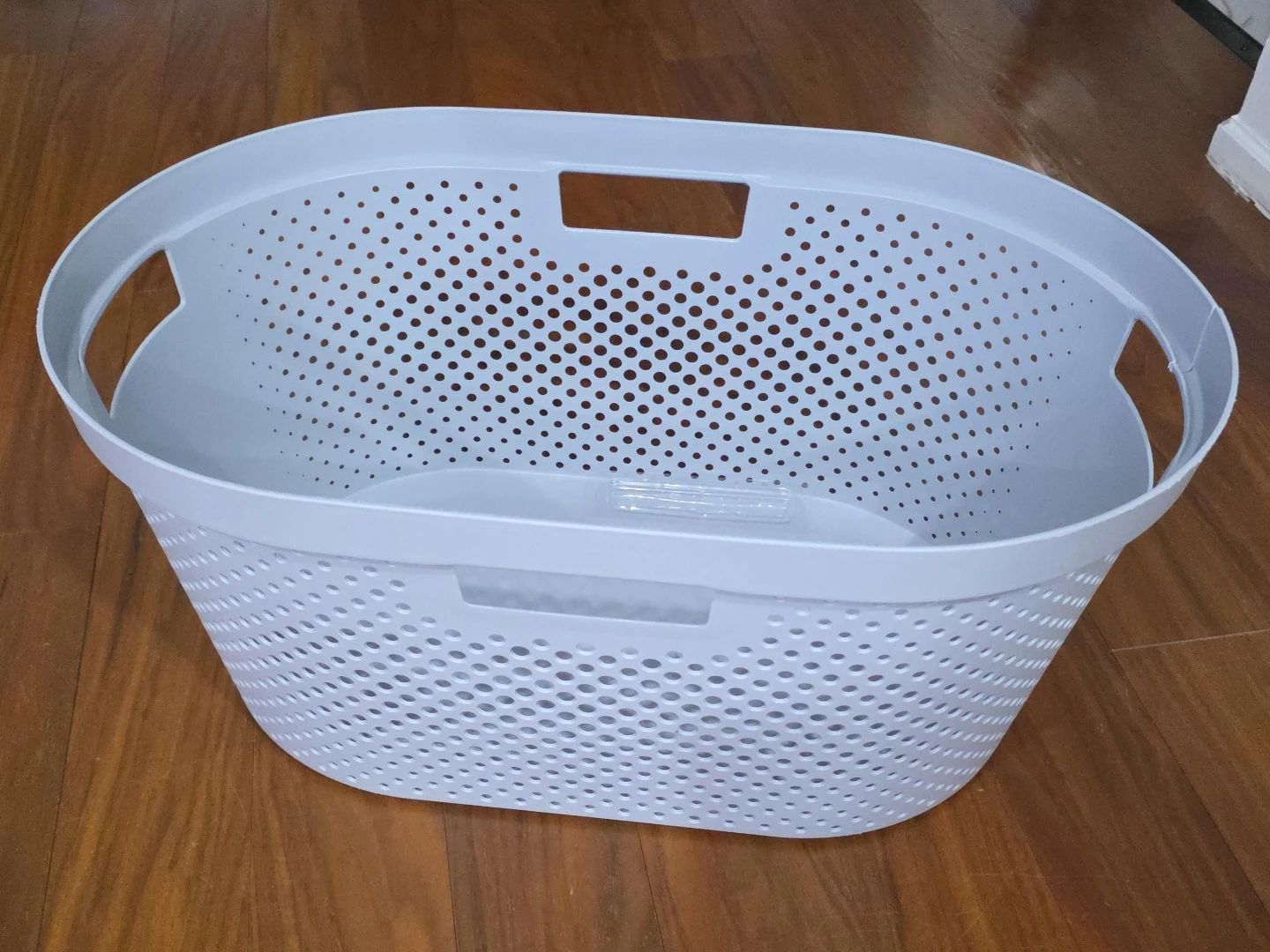White Perforated Laundry Basket with Handles