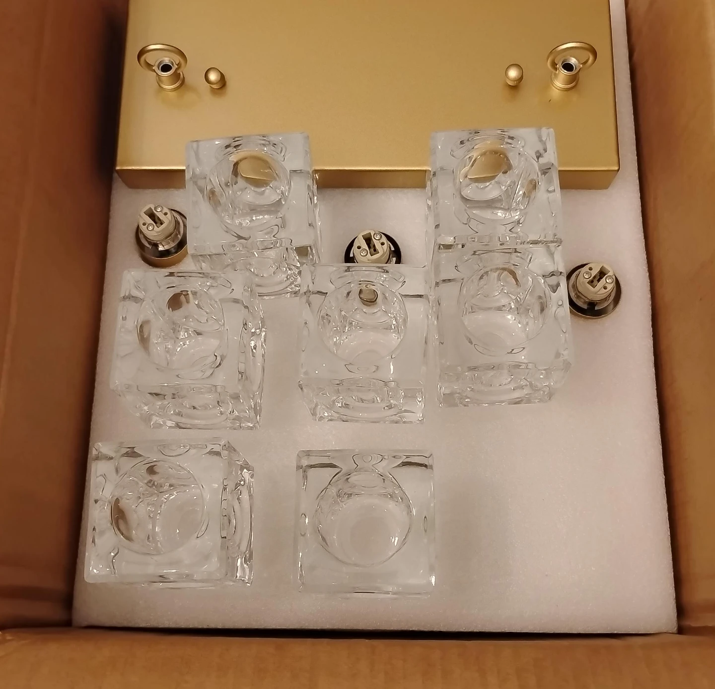 Brand New Modern Brass & Crystal Chandelier Fixture