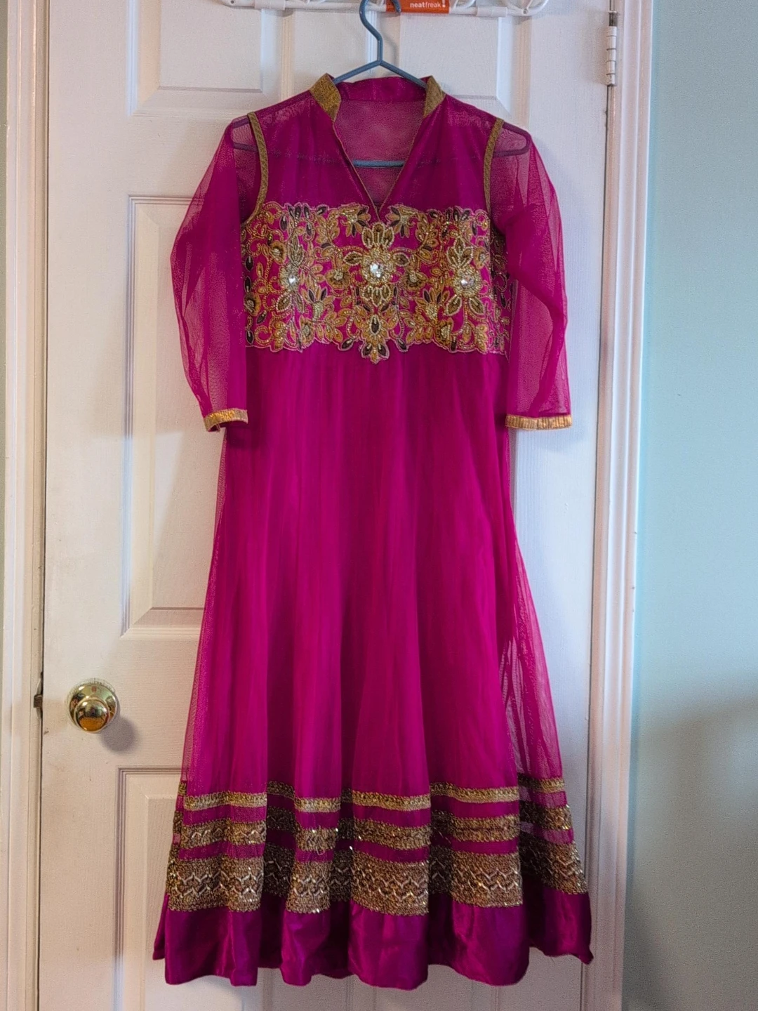 Only Magenta Embroidered Anarkali Gown