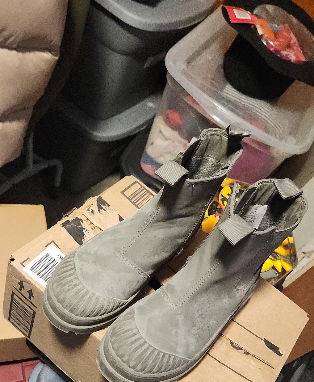 Grey Pull-On Boots