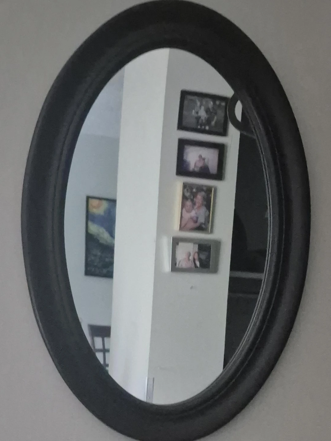 Oval Dark Wood Mirror