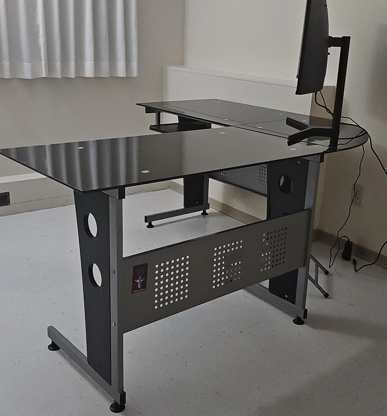 L-Shaped Glass Top Computer Desk