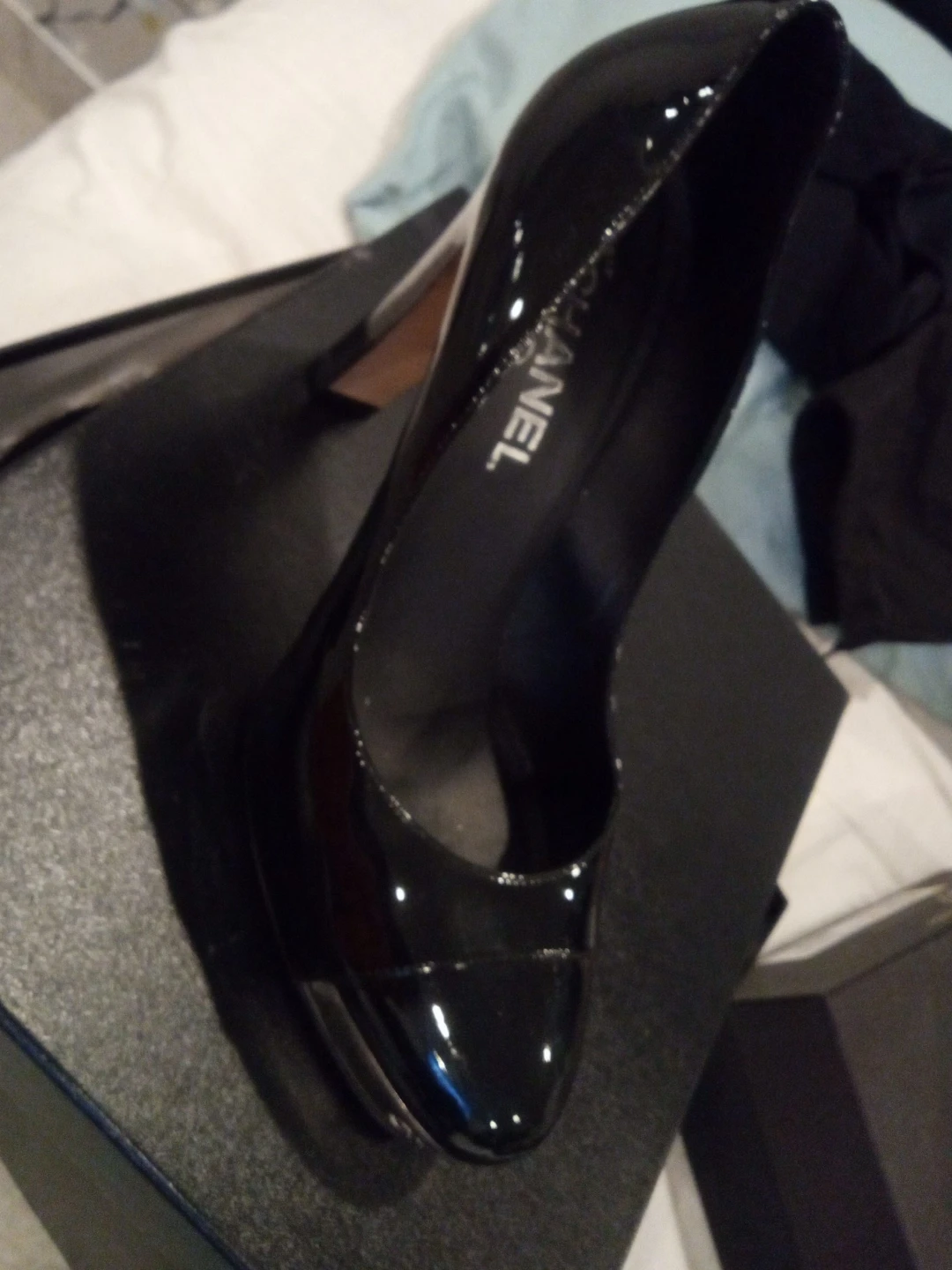 Chanel Black Patent Leather Heels