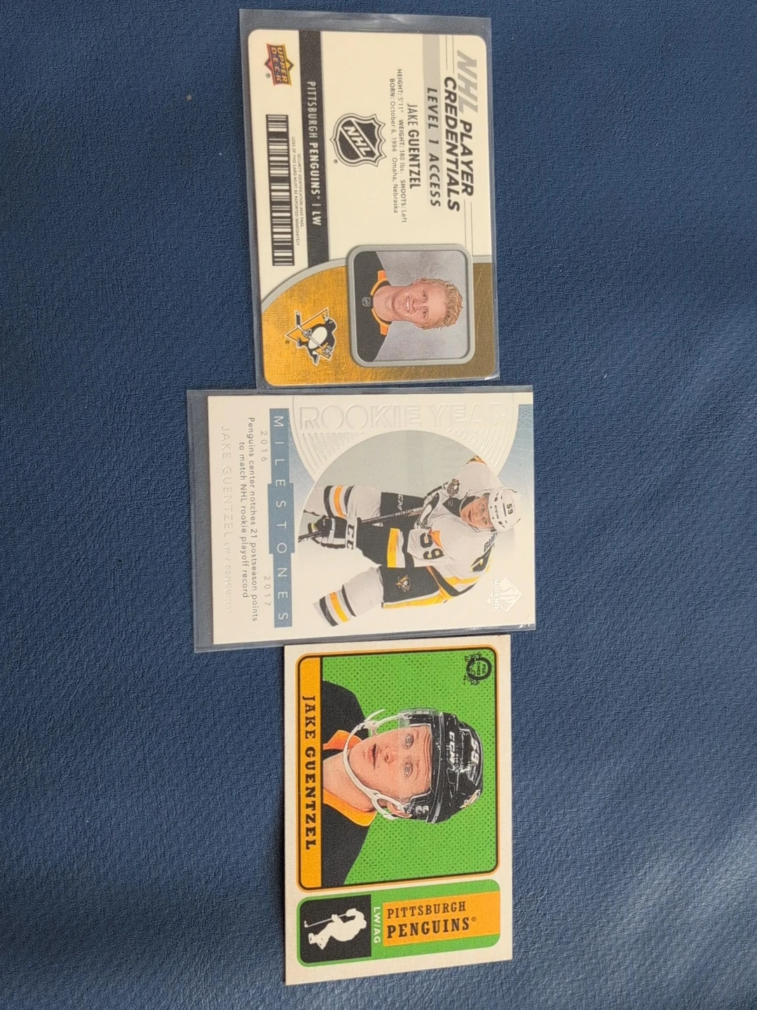 Jake Guentzel NHL Player Credentials Hockey Cards