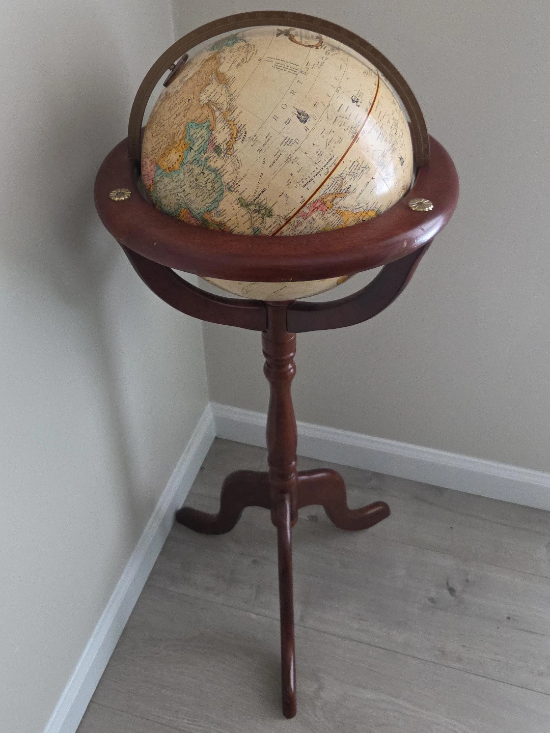 Vintage Globe on Wooden Stand