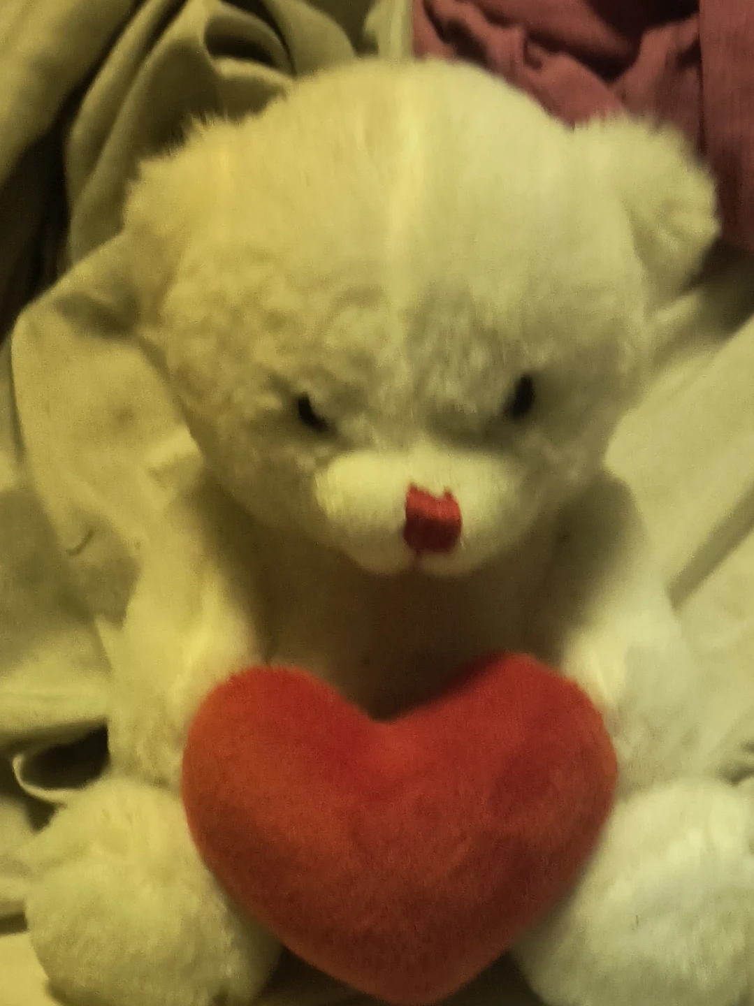 White Teddy Bear with Red Heart Plush Toy