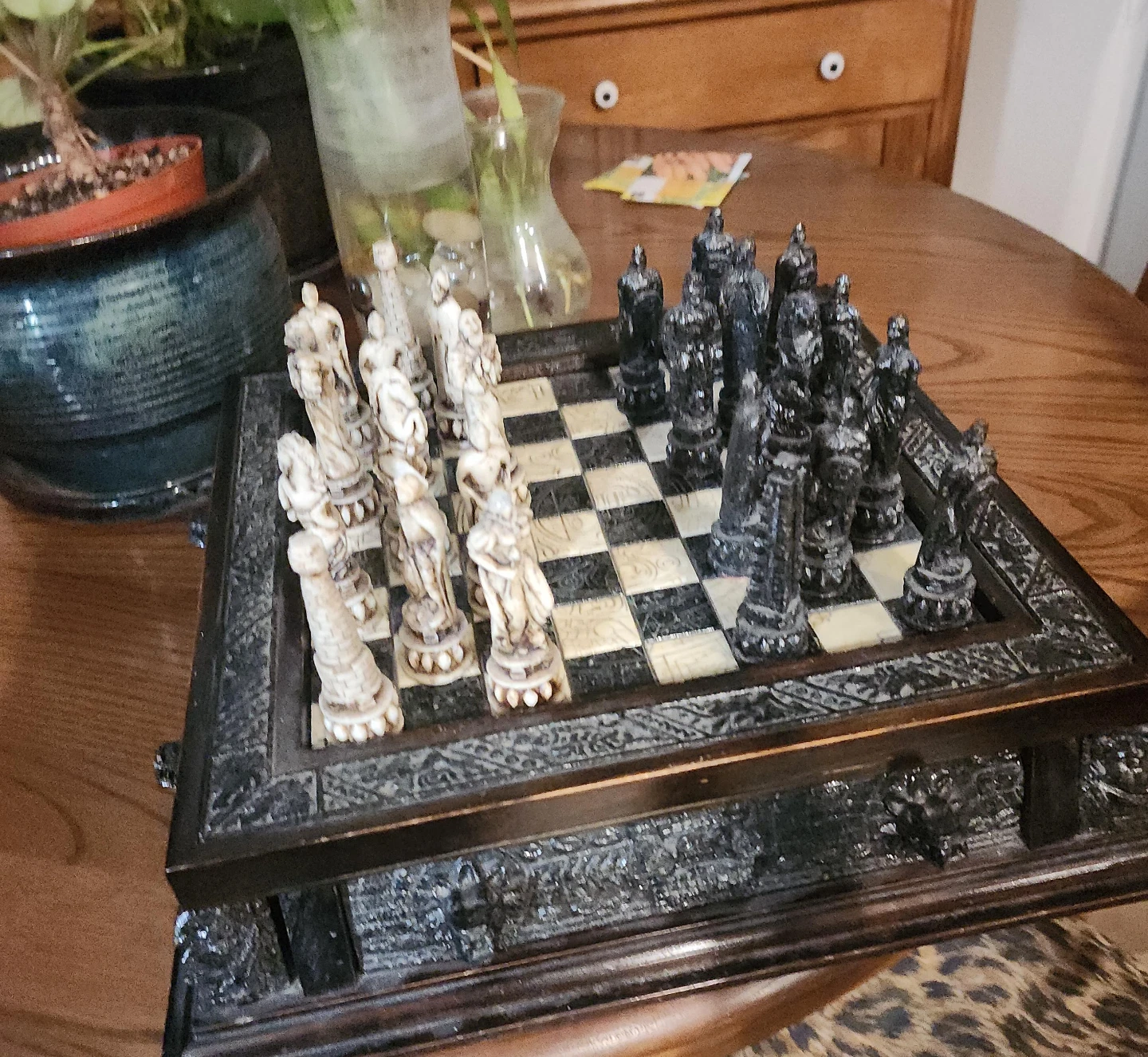 Decorative Chess Set with Intricate Carvings