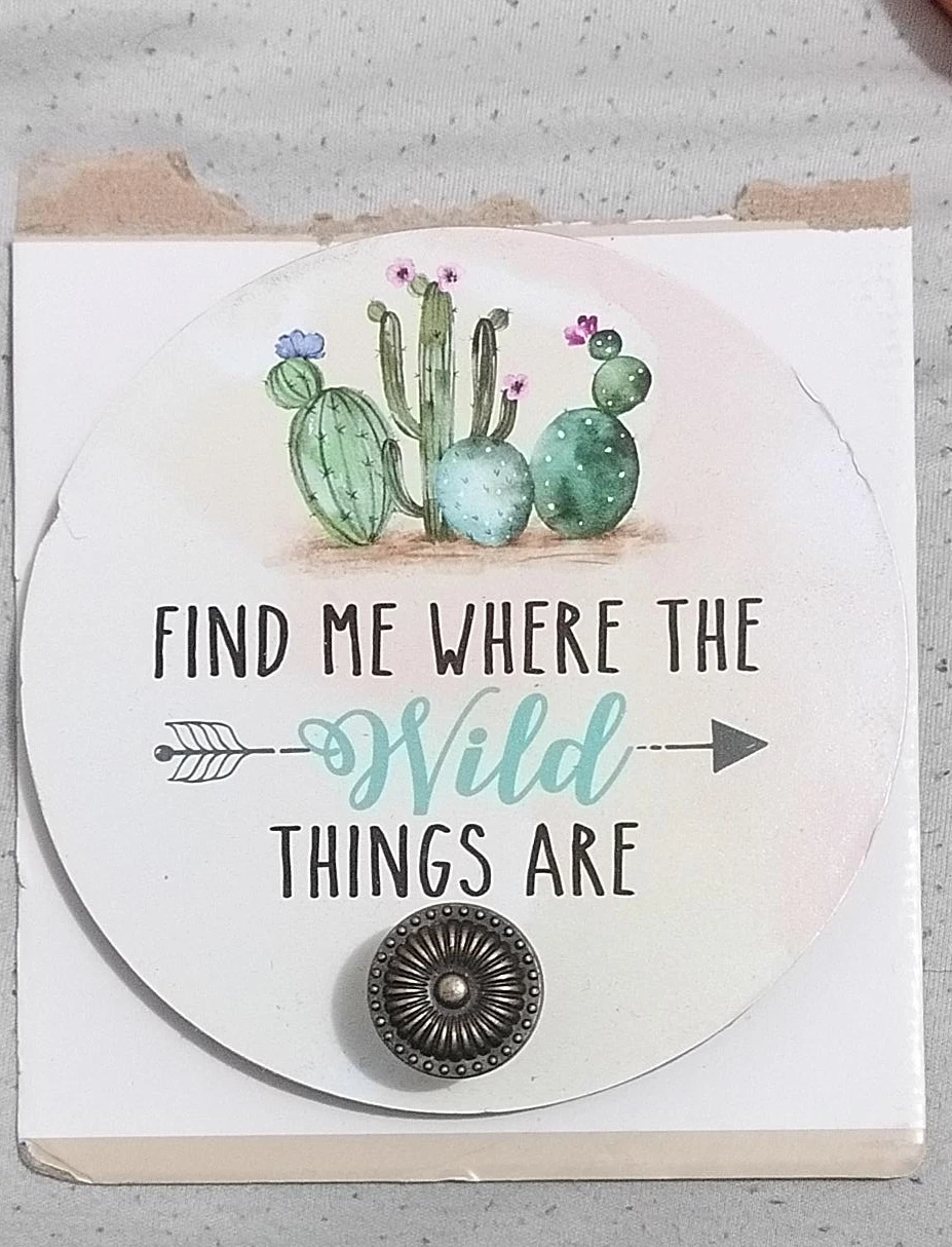Decorative Wall Knob with Cactus Art