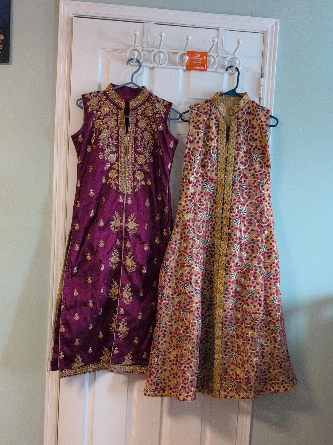 Embroidered Kurti Set - Purple and Gold/Beige only tops $40 Both