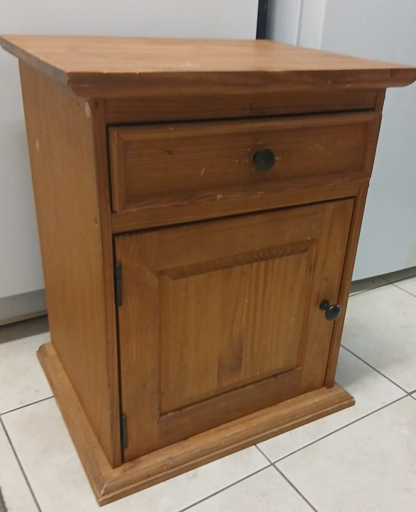 Wooden Nightstand with Drawer and Cabinet