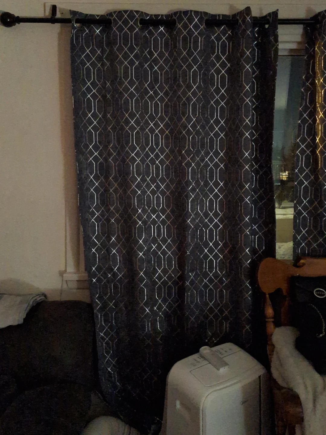 Dark Grey Geometric Pattern Curtains