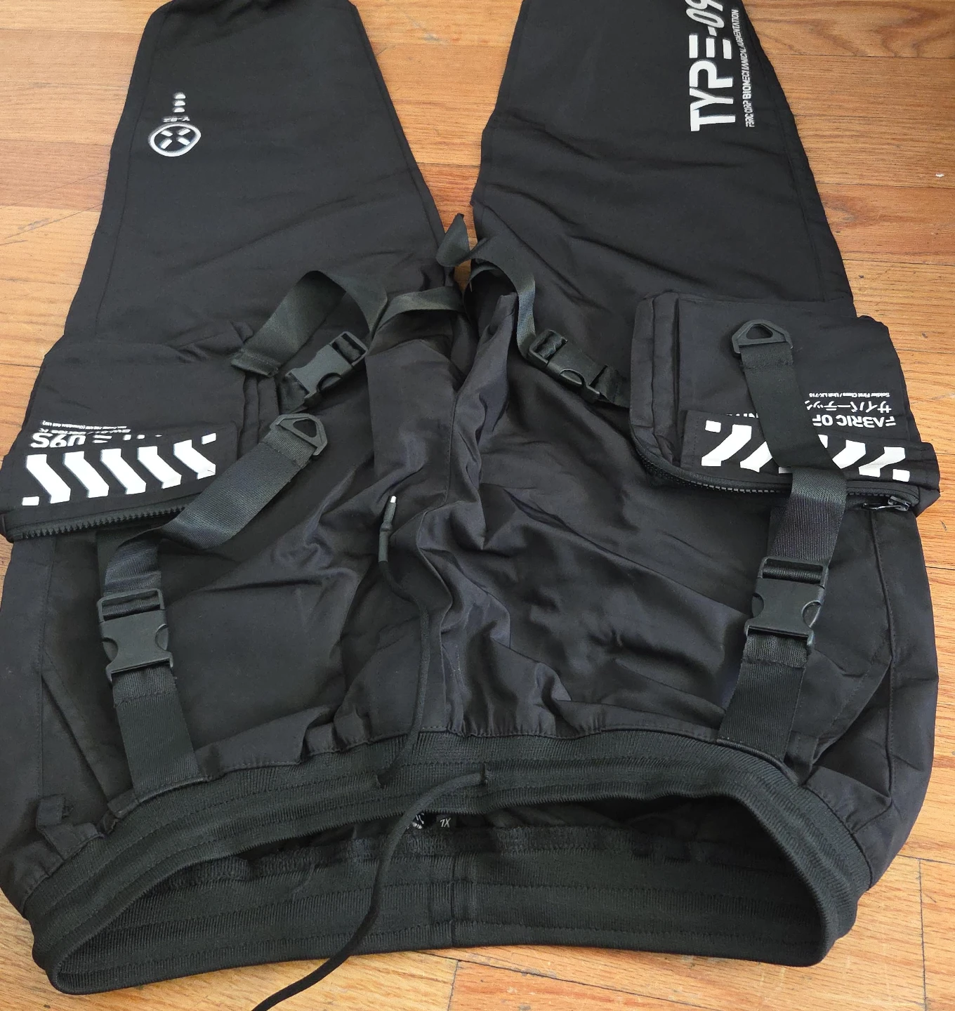 Black Cargo Pants with Straps - Size XL