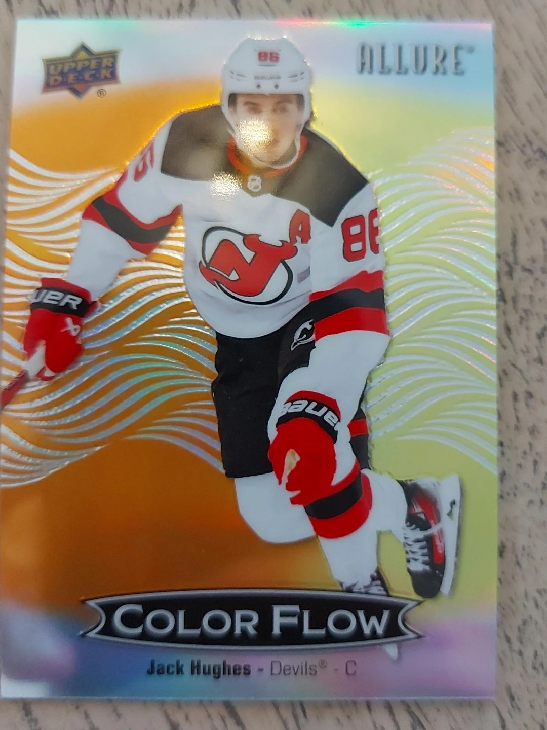 2021-22 Upper Deck Allure Color Flow Jack Hughes Hockey Card