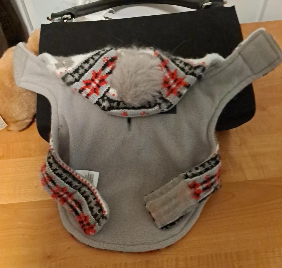 Grey Dog Hoodie with Nordic Pattern