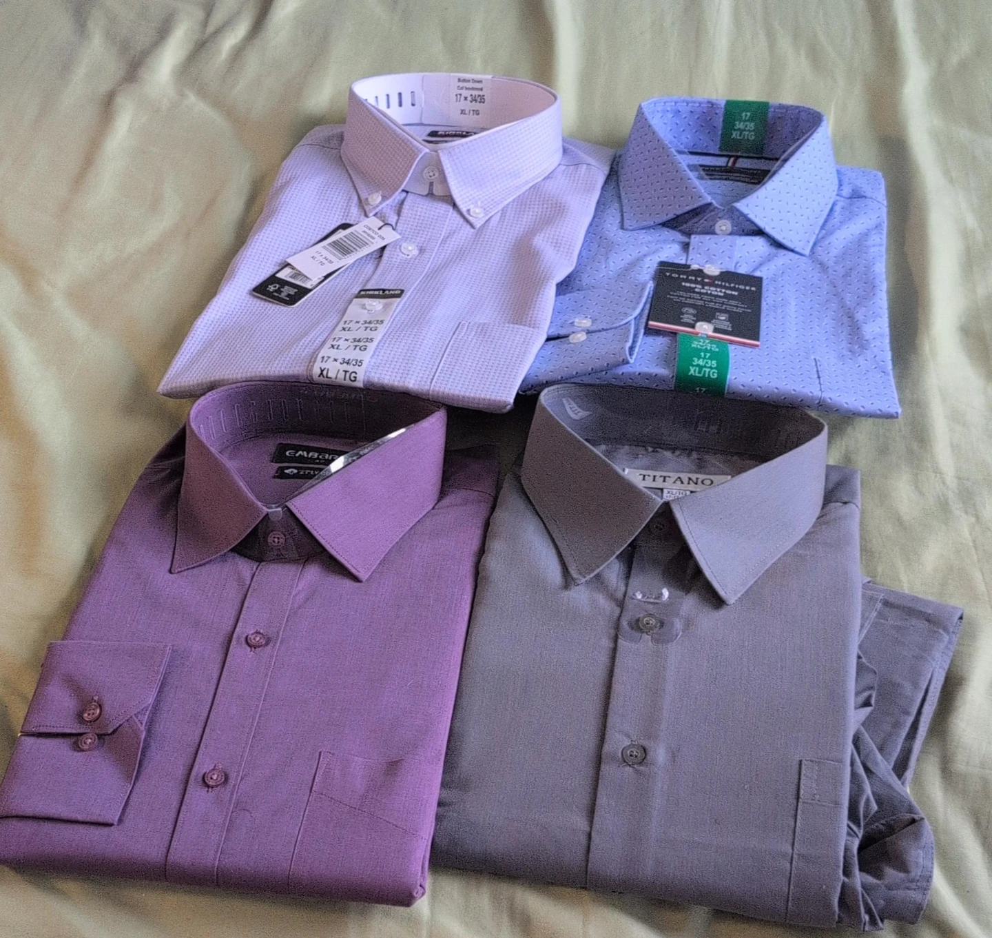 Four Men's Dress Shirts -( XL/TG, 17x34/35 )$15 each