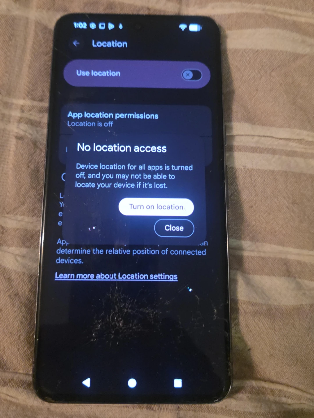 Smartphone with cracked screen