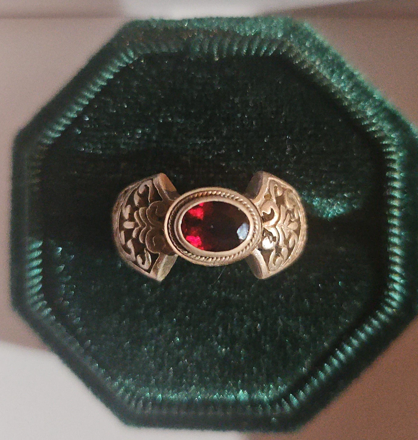 Antique Garnet Ring with Ornate Band
