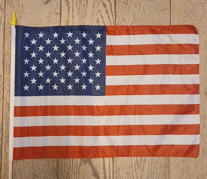 American Flag with wooden Pole