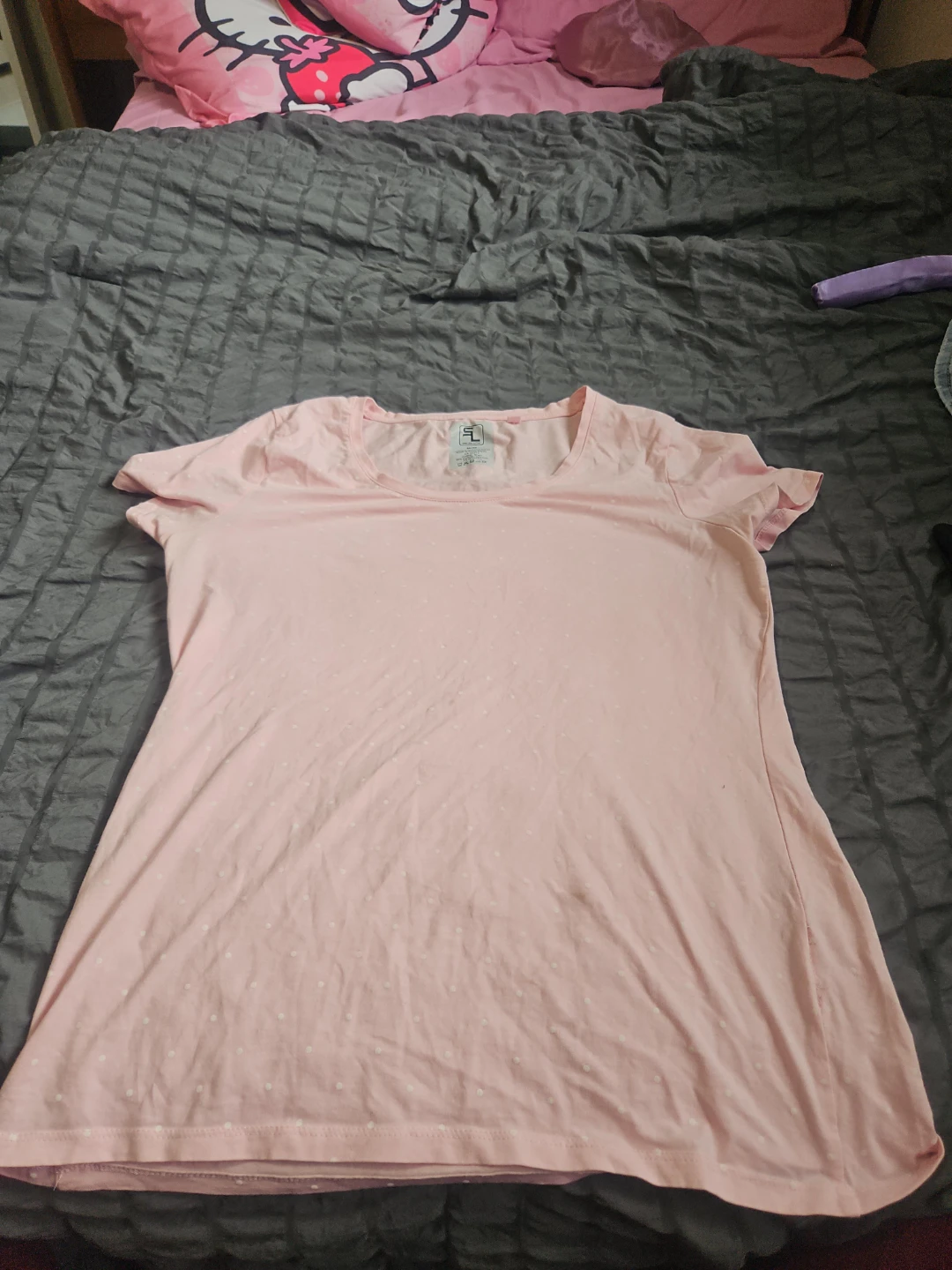 Pink T-Shirt with White Polka Dots