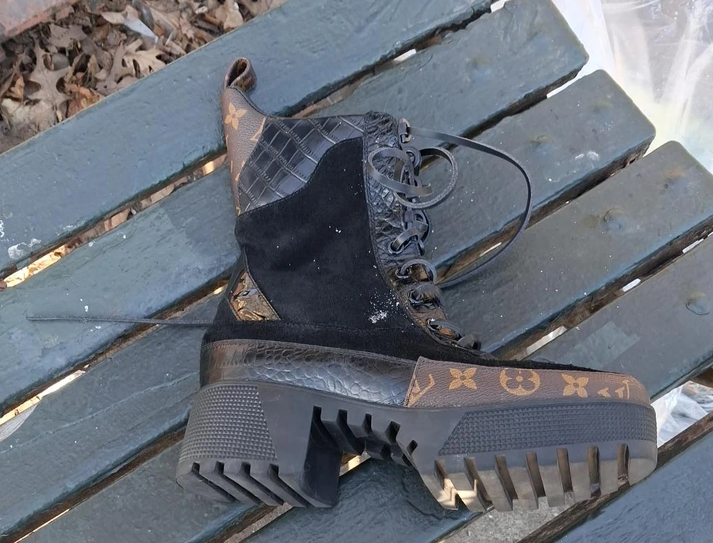 Louis Vuitton Black Suede & Croc Boots