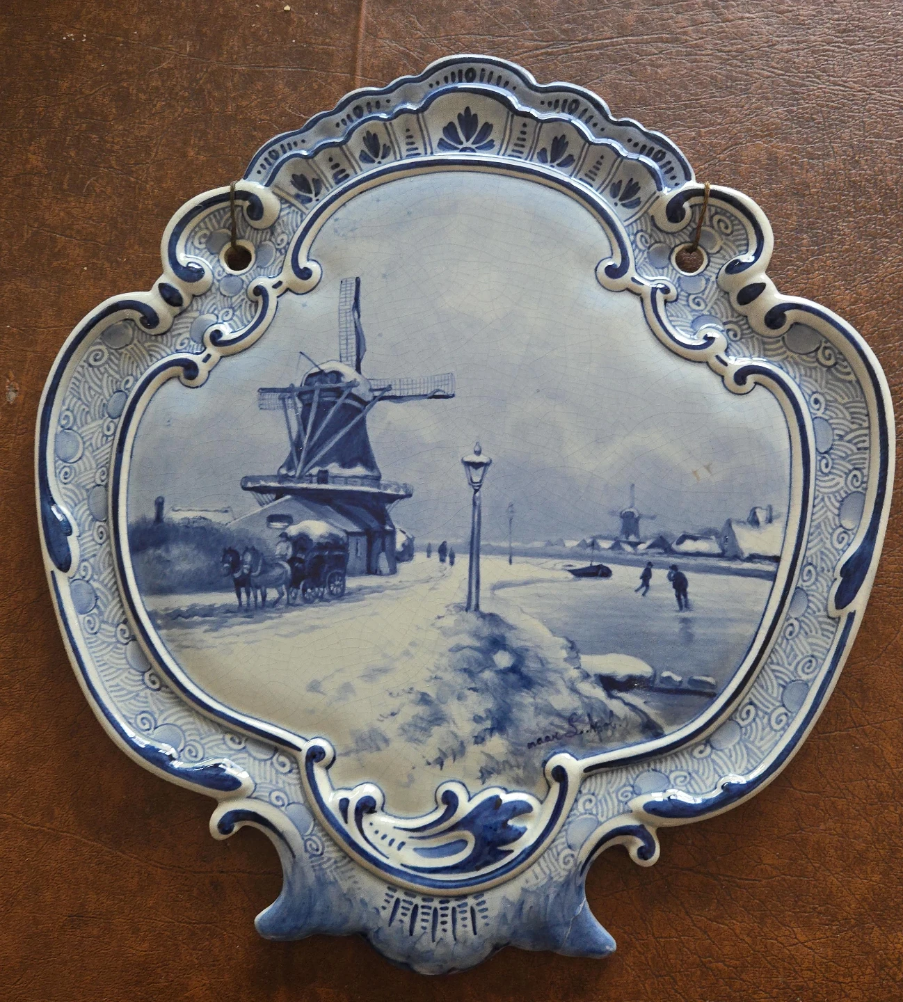 Delft Blue Windmill Scene Wall Plate