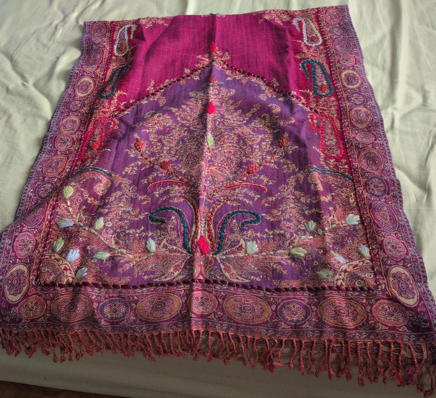 Embroidered Paisley Shawl