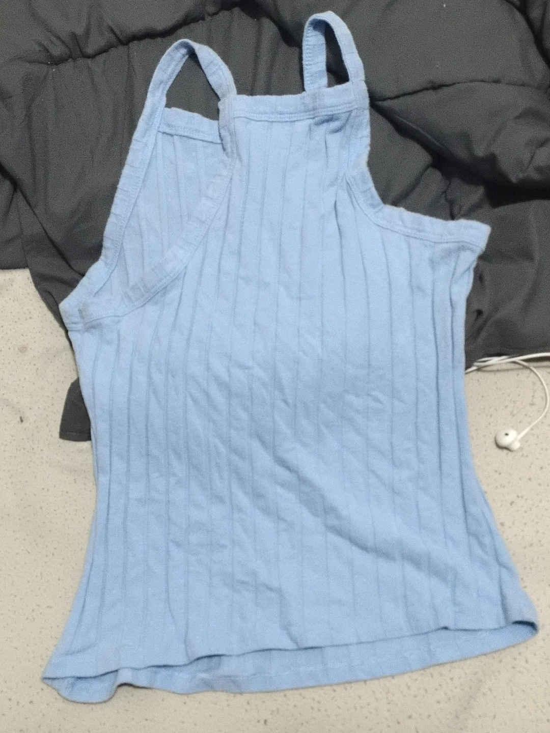 Light Blue Ribbed Tank Top