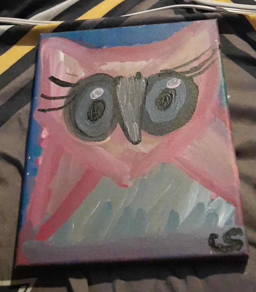 Hand-Painted Owl Canvas Art