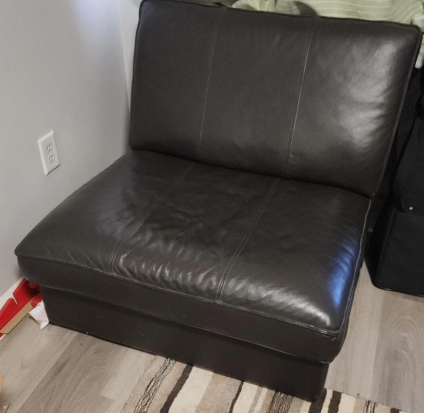 Dark Brown Faux Leather Armless Chair