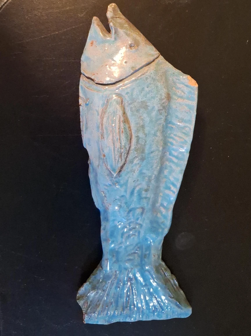 Blue Ceramic Fish Figurine
