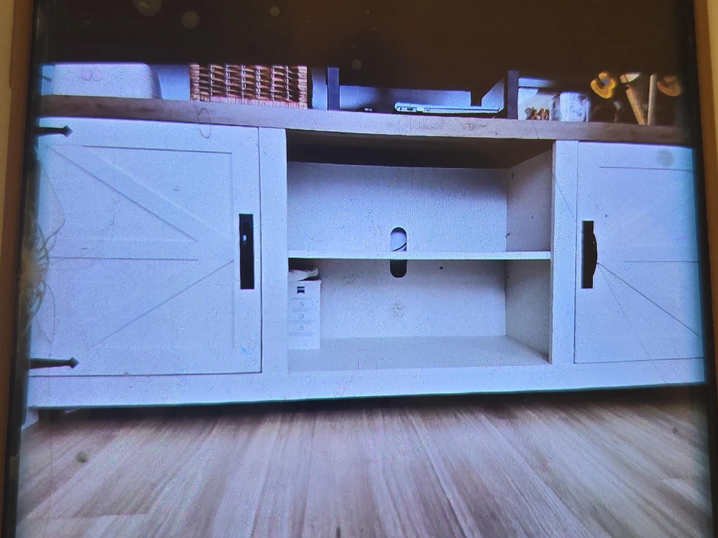 White Barn Style Media Console Table