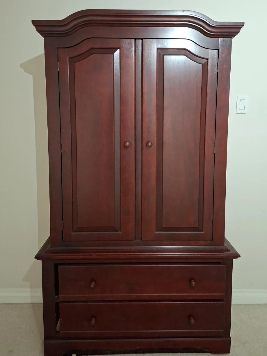 Cherry Wood Armoire with Drawers