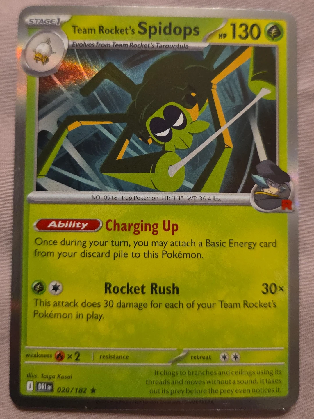Team Rocket's Spidops Pokémon Card 020/182