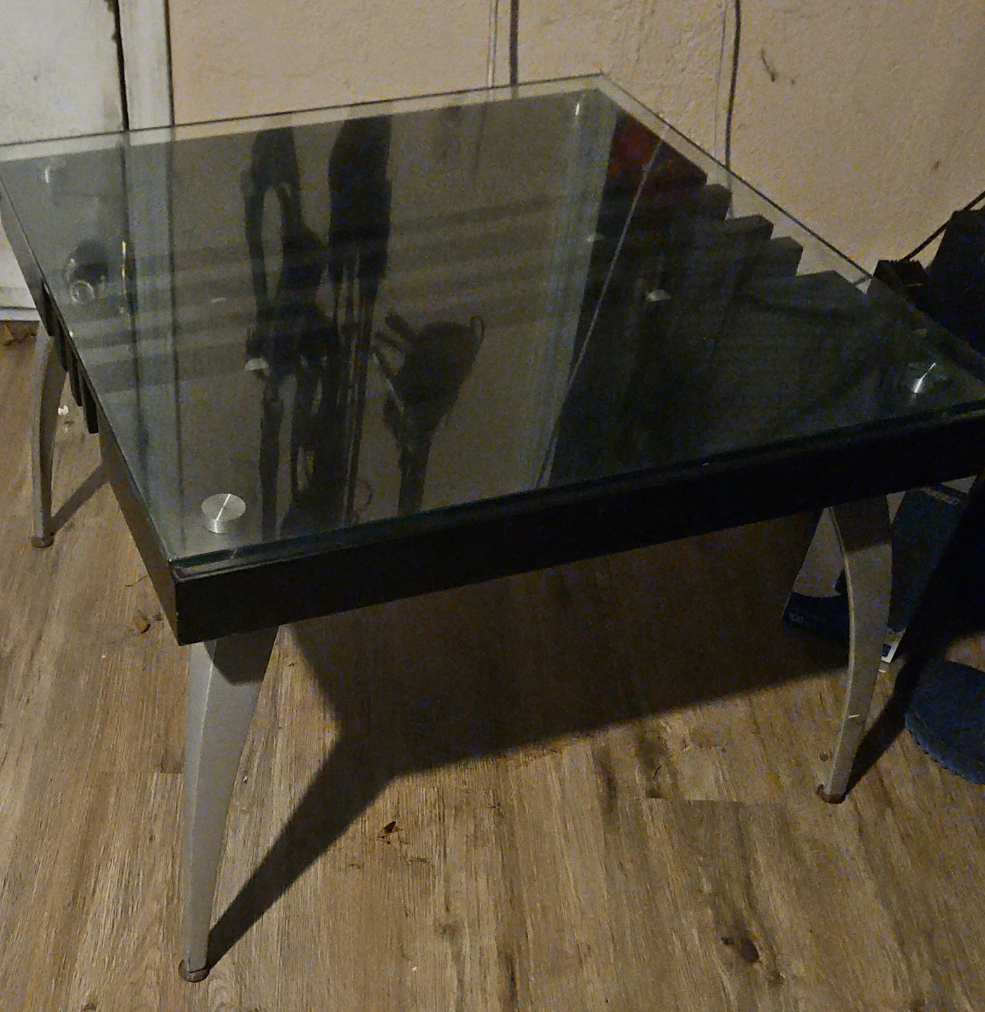 Glass Top Coffee Table with Metal Legs