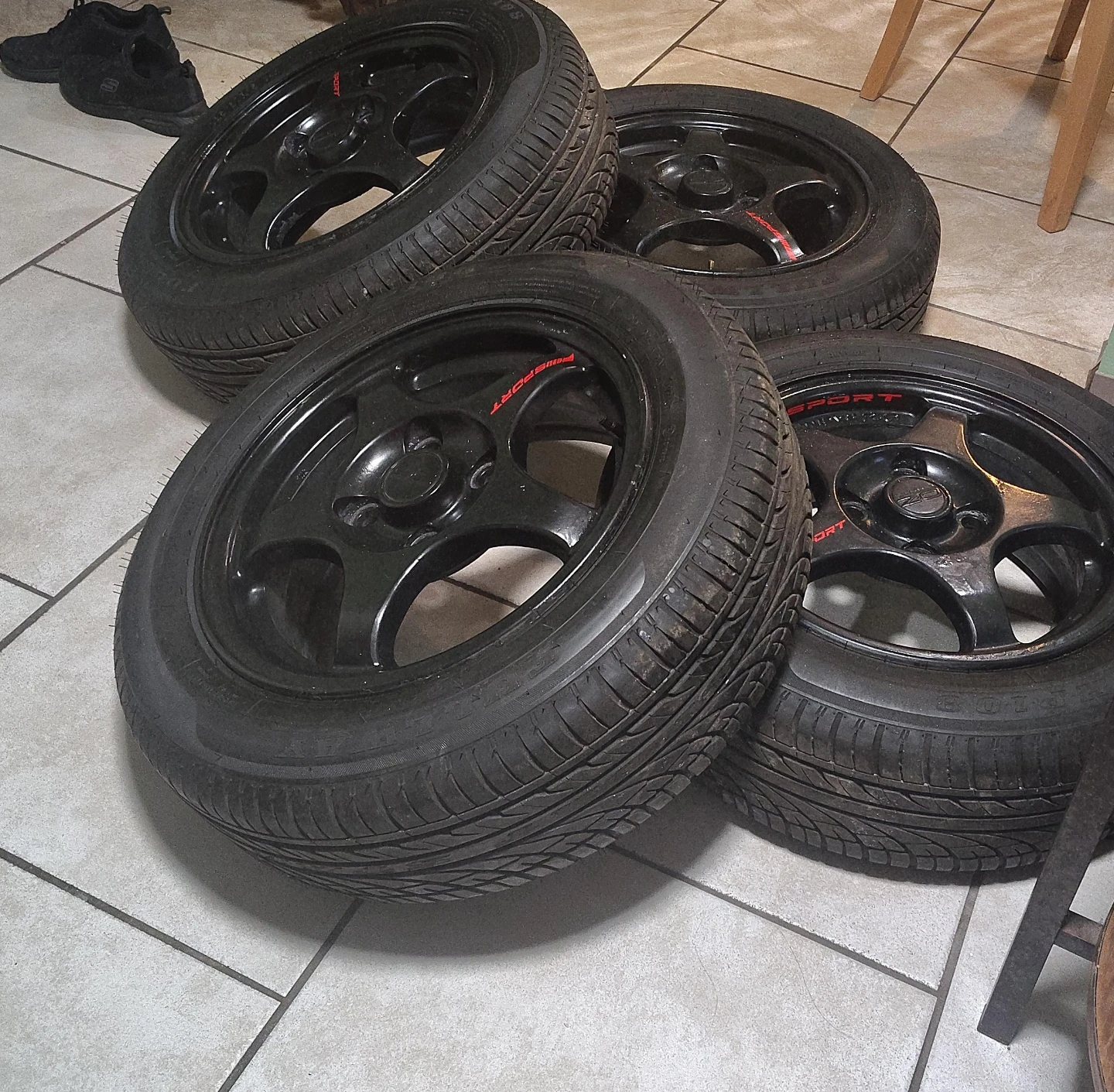 Sport 4x 16 inch Black Alloy Wheels with Tires