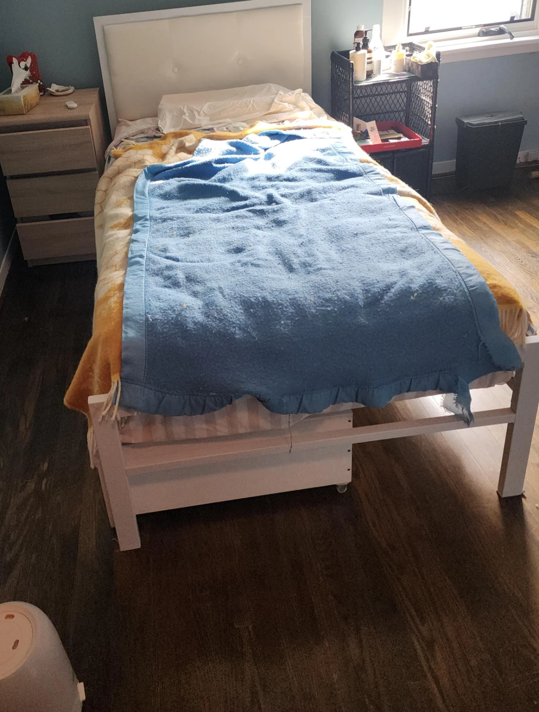 White Twin Bed Frame with Headboard