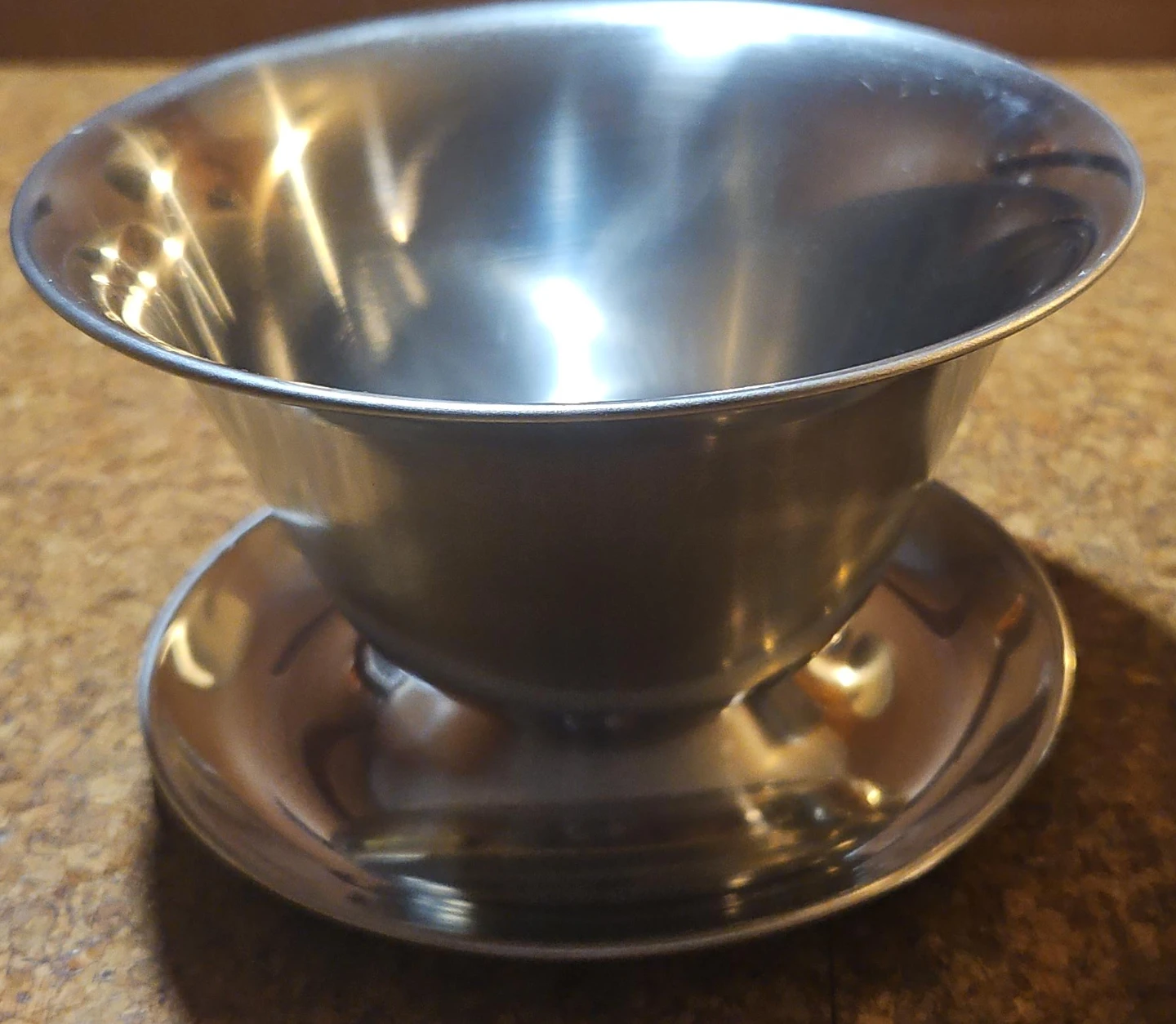 2 Stainless Steel Sauce Bowls with Saucers