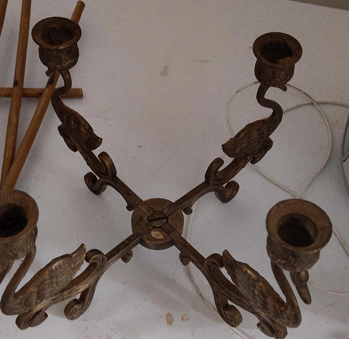Ornate Swan Candlestick Holder