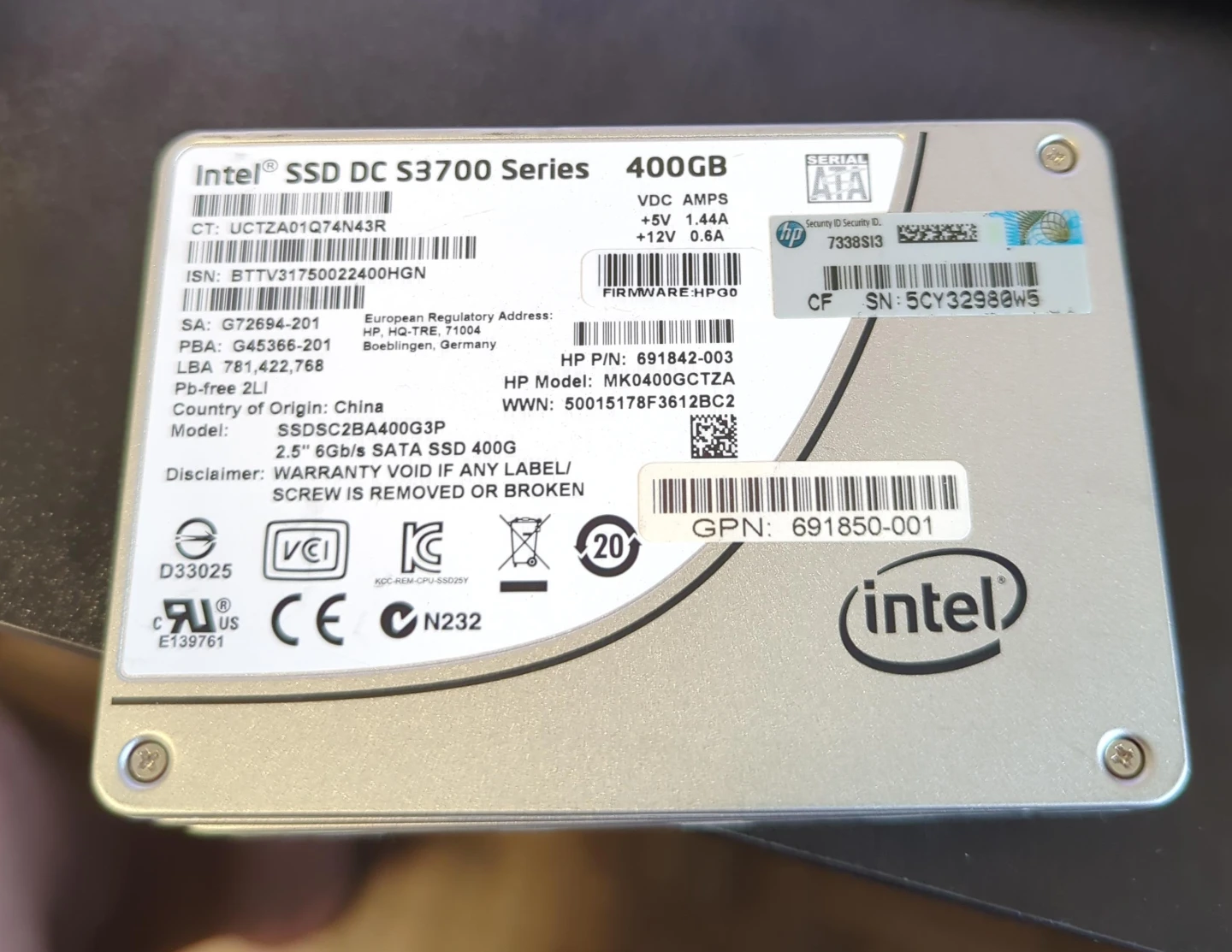 Intel SSD DC S3700 Series 400GB