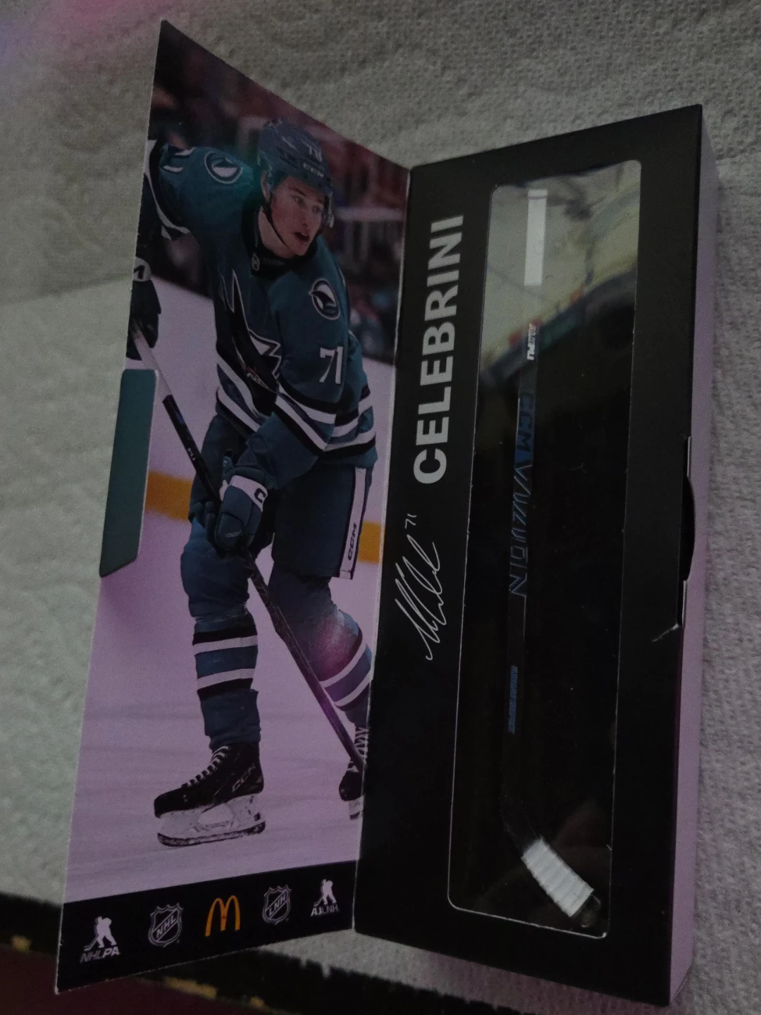 Willoughby "Will" Celebrini Signed Mini Hockey Stick