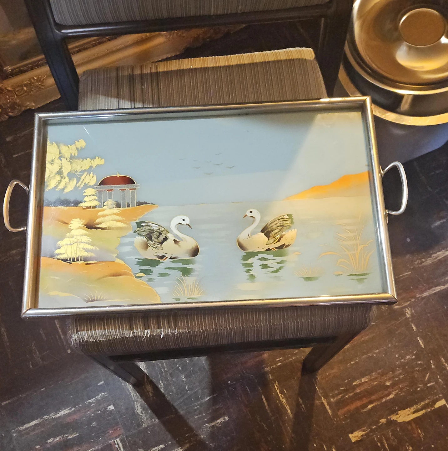 Decorative Serving Tray with Swans