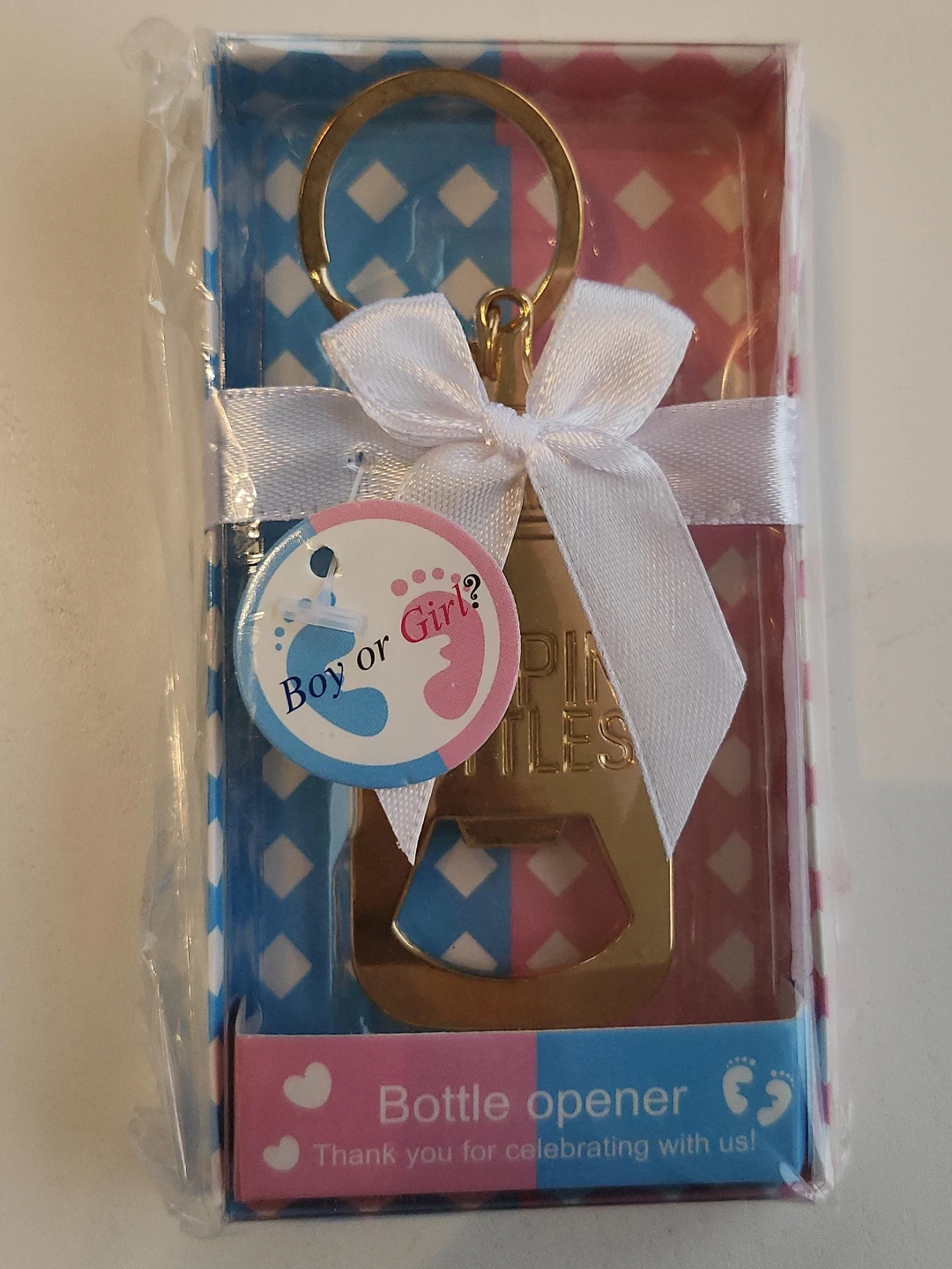 Gender Reveal Bottle Opener Keychain