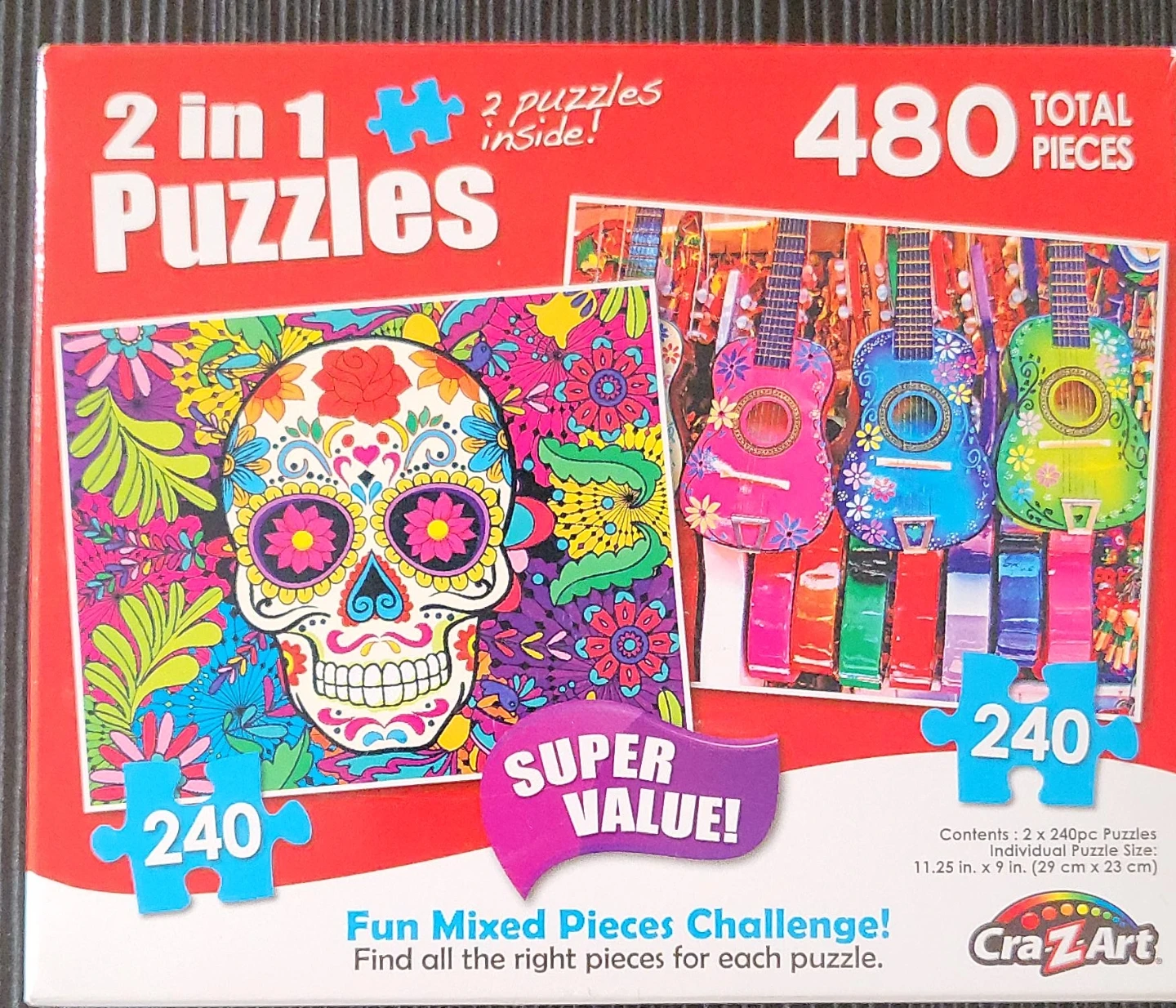 Cra-Z-Art 2-in-1 Puzzles - Sugar Skull/Colorful Mexican Ukuleles