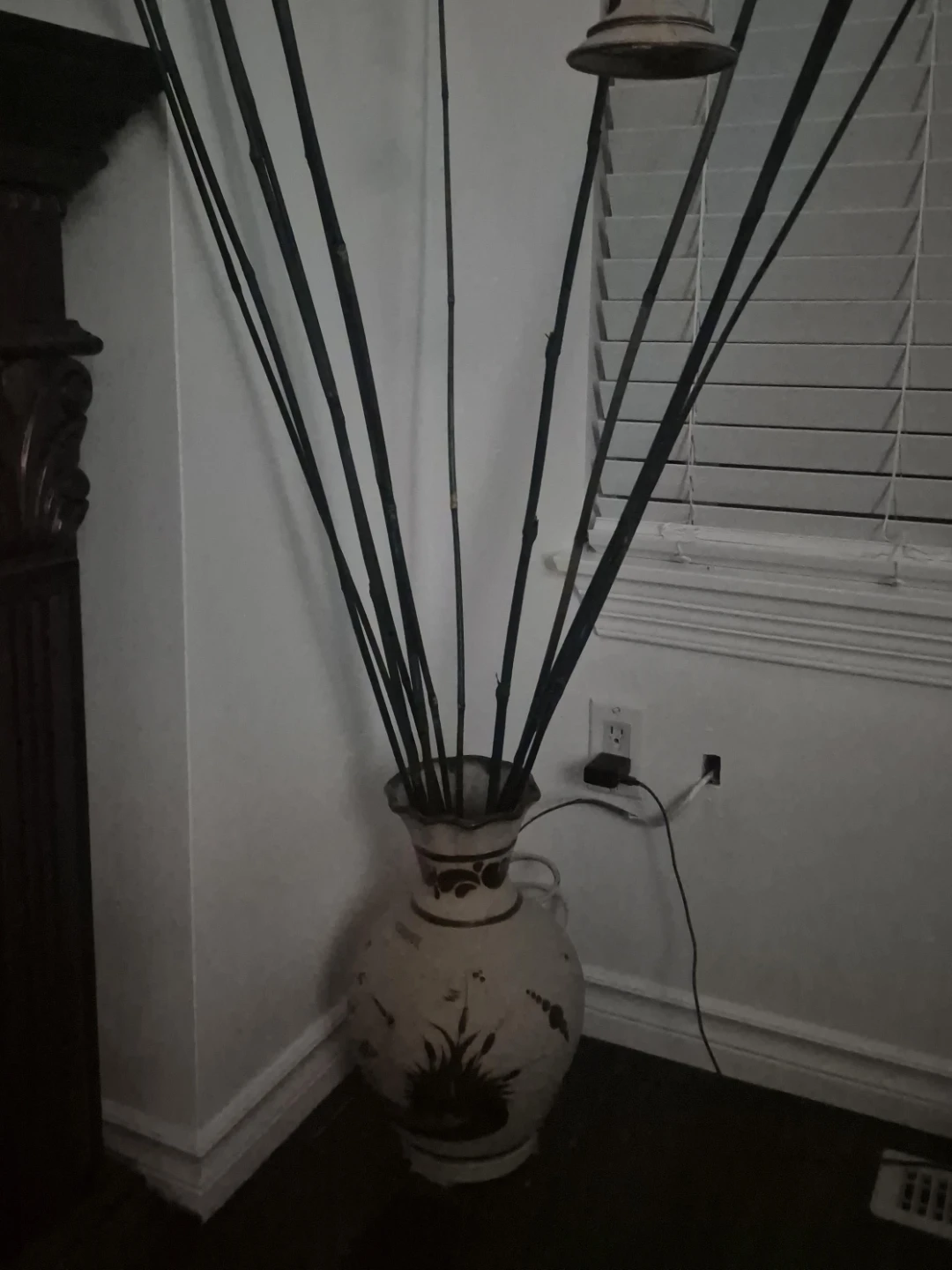 Decorative Vase with Black Reeds